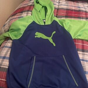Puma Neon Green and Navy Hoodie
